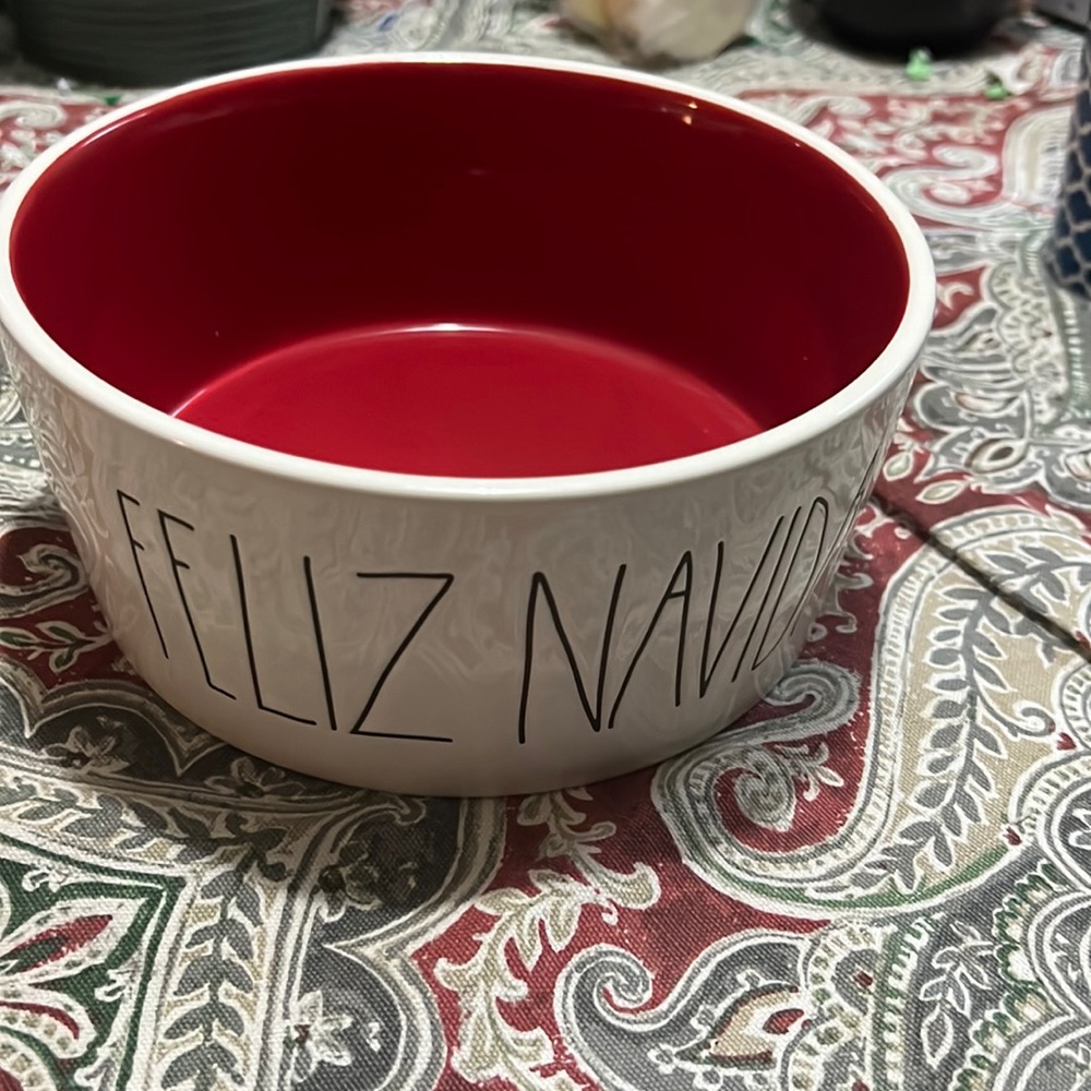Rae Dunn Holiday dog bowl